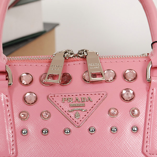 2014 Prada Saffiano Leather Spring Hinge Two-Handle Bag BL0837 pink